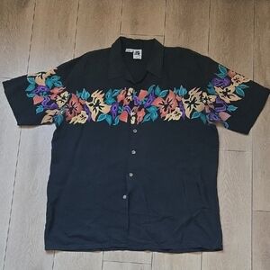 Vintage 70s Kennington Rayon Tropical Short Sleeve Shirt Sz XL